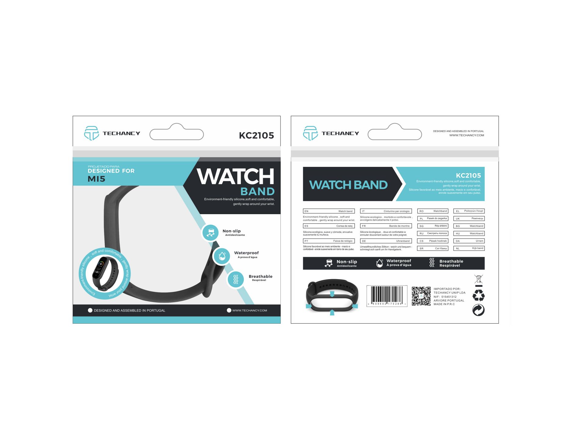 Techancy Silikon-Armband Mi5/6 Schwarz