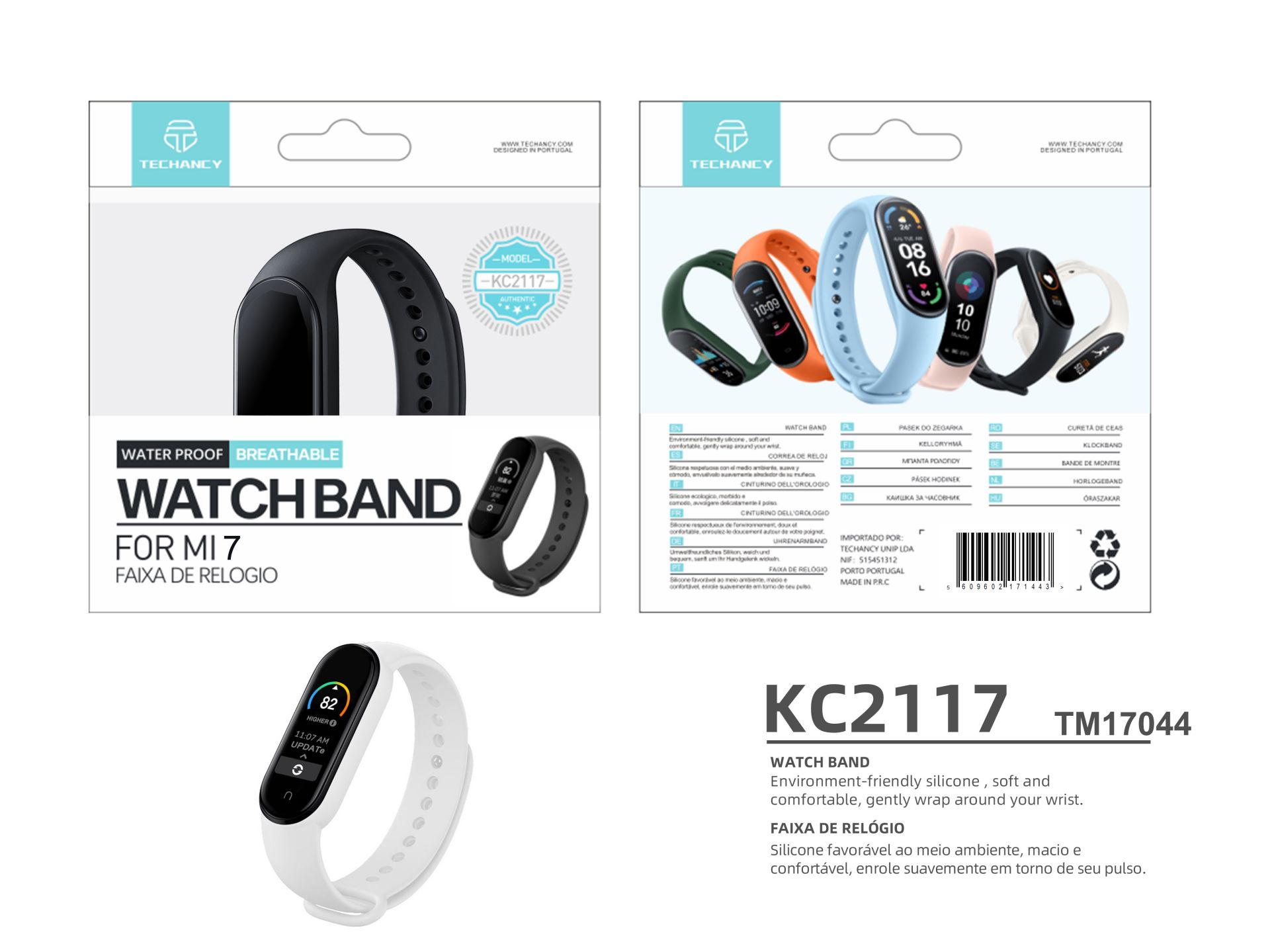 Techancy Pulseira De Silicone Mi7 Branco Techancy Pulseira De Silicone Mi7 Branco