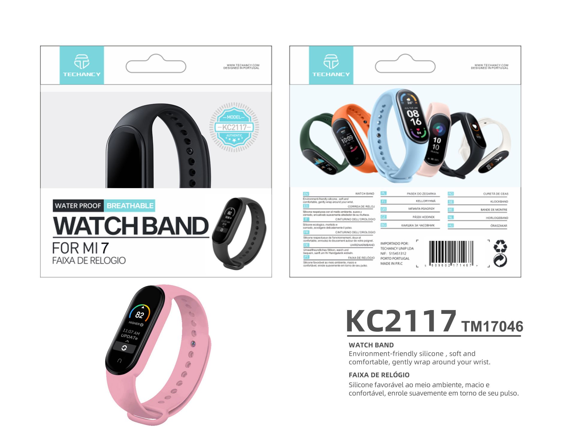 Techancy Poignet en Silicone Mi7 Rose Techancy Poignet en Silicone Mi7 Rose