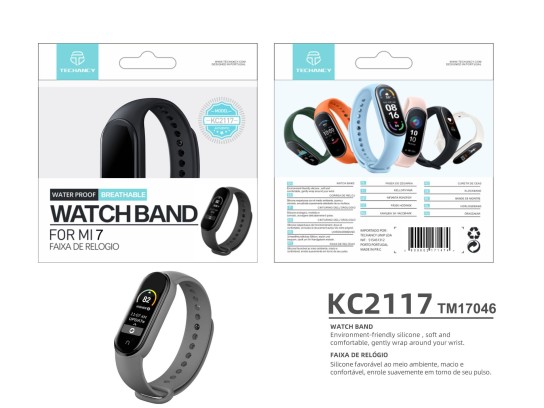 Techancy Pulseira De Silicone Mi7 Cinzento