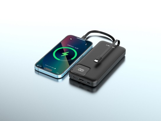 Techancy power bank avec câble usb-c et lightning TF2783 noir Techancy power bank avec câble usb-c et lightning TF2783 noir