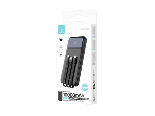 Techancy power bank avec cable usb-c ,lightning ,usb ,TF2782 22.5w noir Techancy power bank avec cable usb-c ,lightning ,usb ,TF2782 22.5w noir