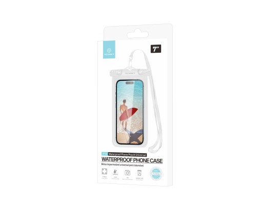 Custodia impermeabile Techancy per telefono cellulare universale 7.0 TU7452 Bianco