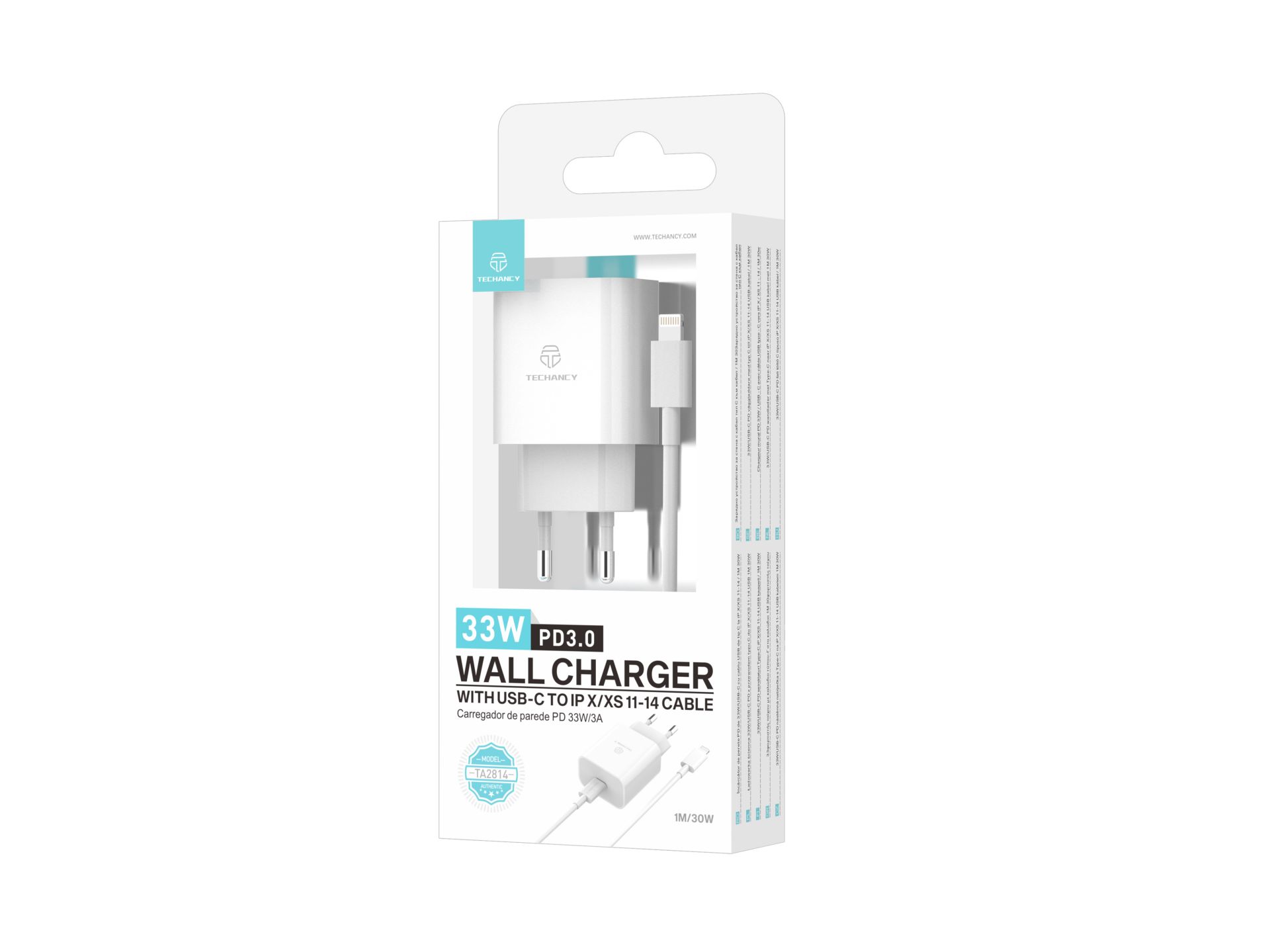 Techancy 33W Fast Usb-C Charger PD ,With Usb-C To Lightning Cable White Techancy 33W Fast Usb-C Charger PD ,With Usb-C To Lightning Cable White