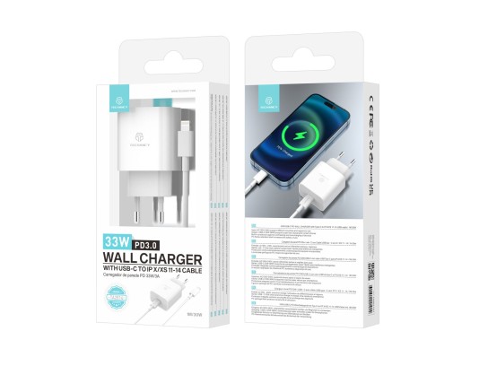 Techancy 33W Fast Usb-C Charger PD ,With Usb-C To Lightning Cable White Techancy 33W Fast Usb-C Charger PD ,With Usb-C To Lightning Cable White