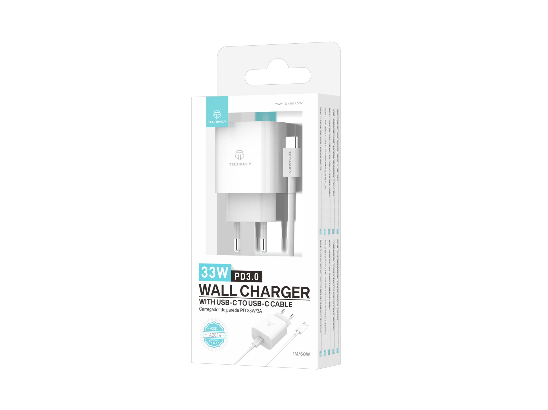 Techancy 33W Fast Usb-C Charger PD ,With Usb-C To Usb-C Cable White Techancy 33W Fast Usb-C Charger PD ,With Usb-C To Usb-C Cable White