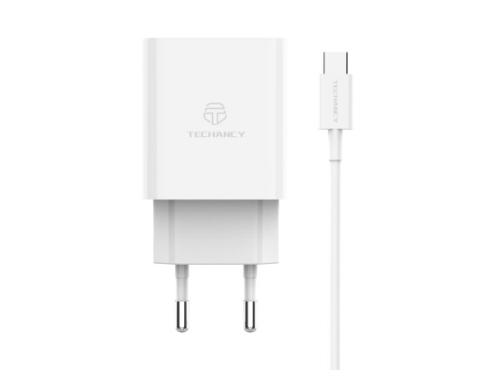 Techancy Cargador Usb-C Rpido 33W PD ,Con Cable Usb-C a Usb-C Blanco