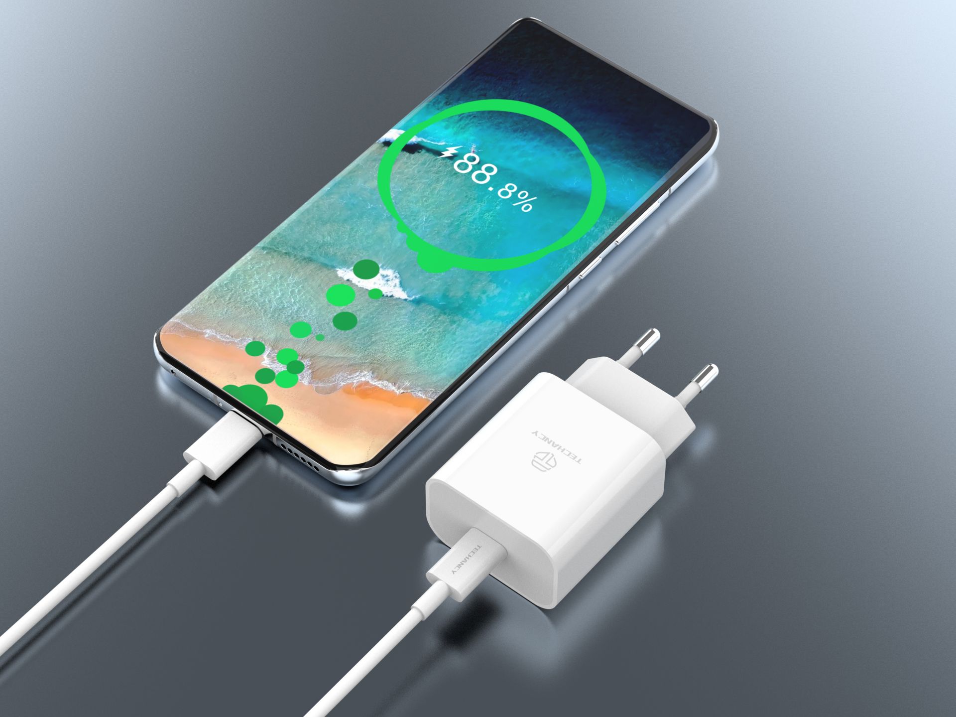 Techancy 33W Fast Usb-C Charger PD ,With Usb-C To Usb-C Cable White Techancy 33W Fast Usb-C Charger PD ,With Usb-C To Usb-C Cable White