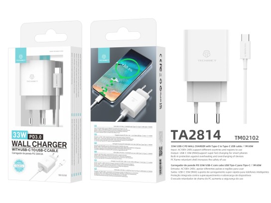 Techancy 33W Fast Usb-C Charger PD ,With Usb-C To Usb-C Cable White Techancy 33W Fast Usb-C Charger PD ,With Usb-C To Usb-C Cable White