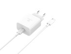 Techancy Chargeur 33W Fast Usb-C PD ,Avec Cable Usb-C Vers Usb-C Blanc