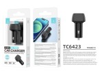 Cargador de coche Techancy 48W,Usb+Usb-C TC6432 Negro