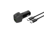 Techancy Carregador De Carro 48W,Usb+Usb C ,Com Cabo Usb-C Para Usb-C Preto