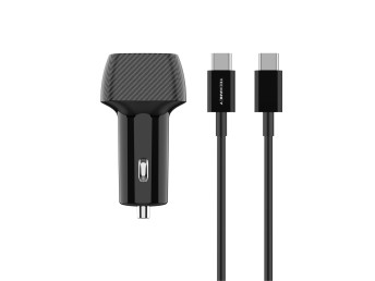 Techancy Chargeur de voiture 48W,Usb+Usb C ,Avec cble Usb-C vers Usb-C Noir