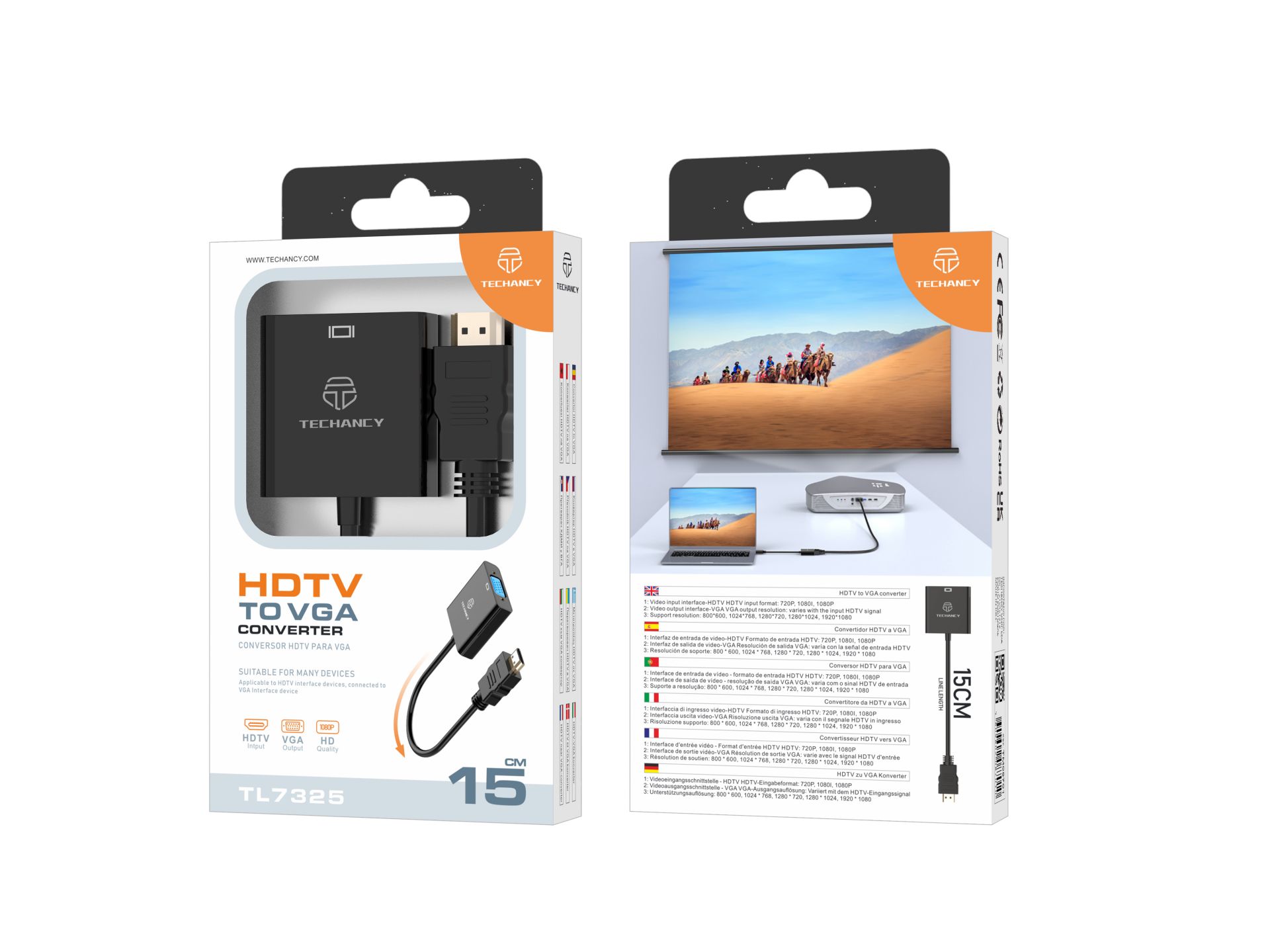 Techancy Cavo di conversione da Hdmi a Vga TL7325 Nero