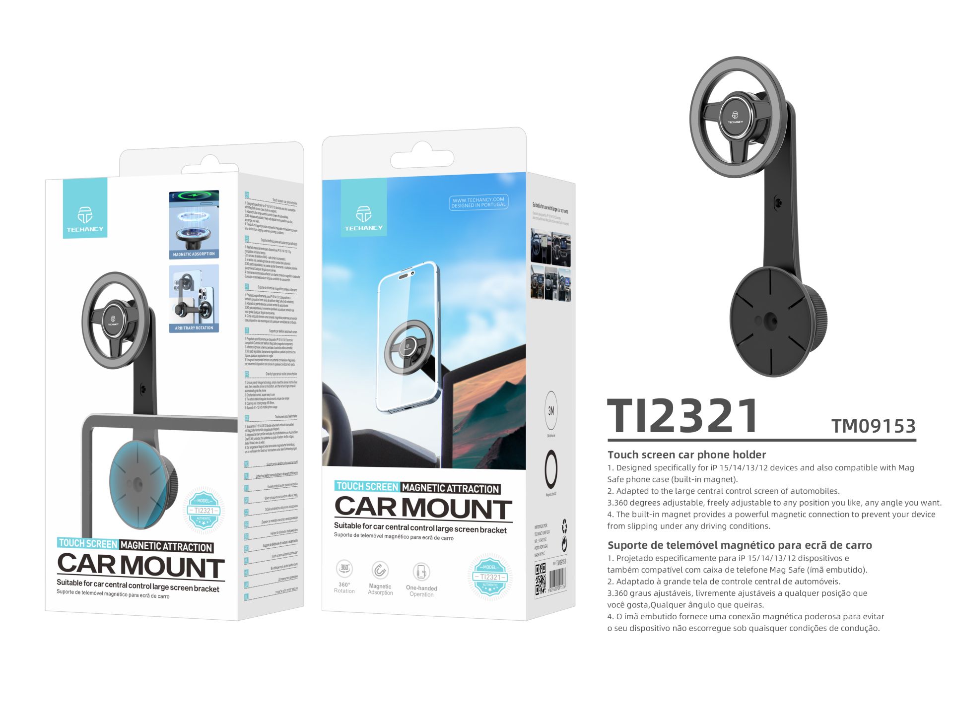 Techancy Car Mobile Phone Holder Magsafe Compatible TI2321 Black Techancy Car Mobile Phone Holder Magsafe Compatible TI2321 Black