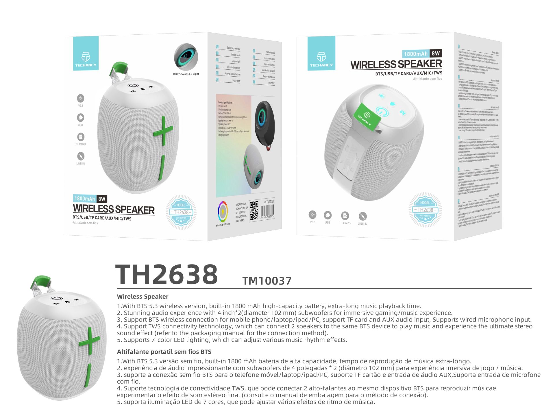Techancy Altavoz TH2638 Gris Techancy Altavoz TH2638 Gris