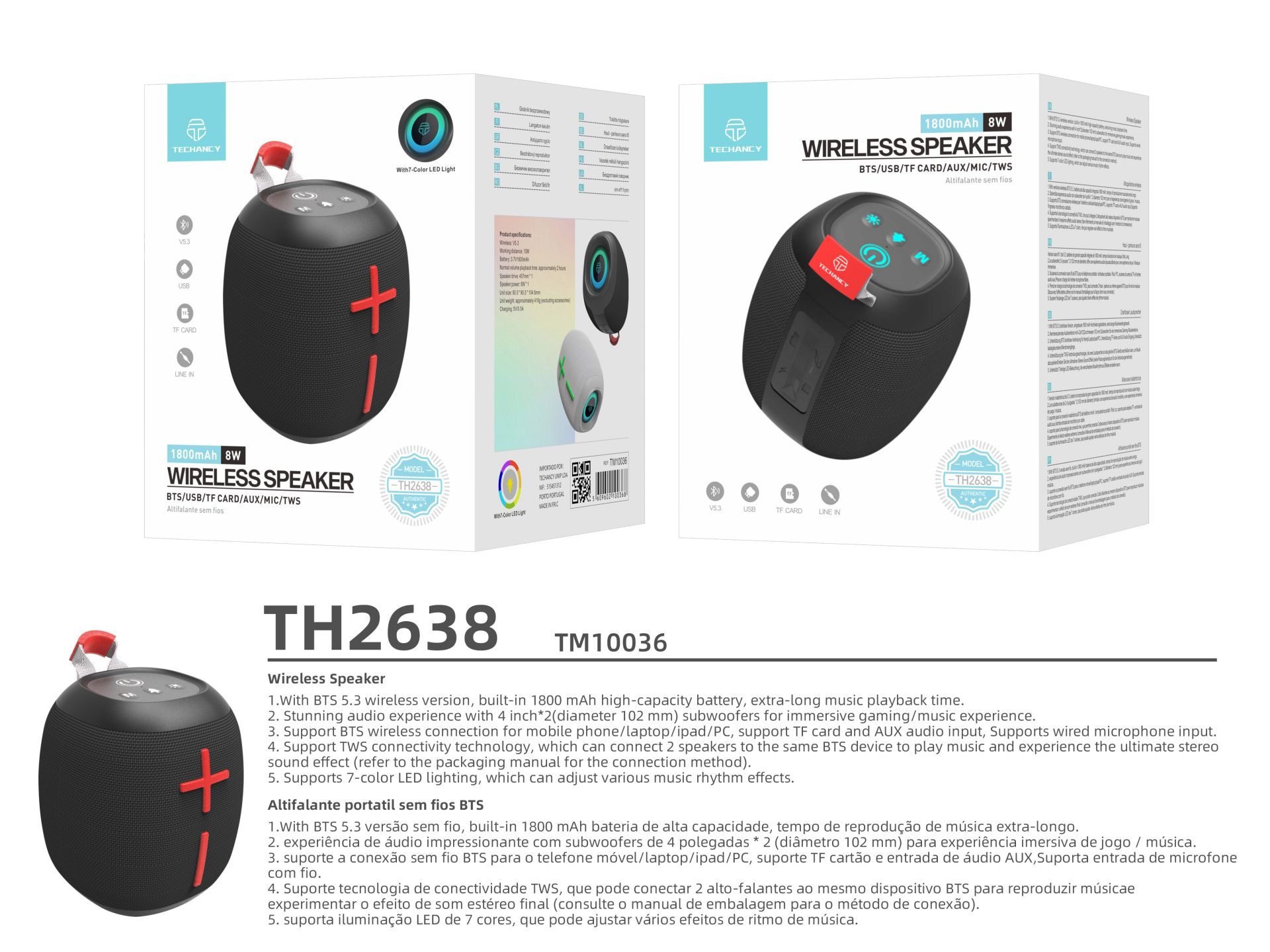 Techancy Speaker TH2638 Black Techancy Speaker TH2638 Black