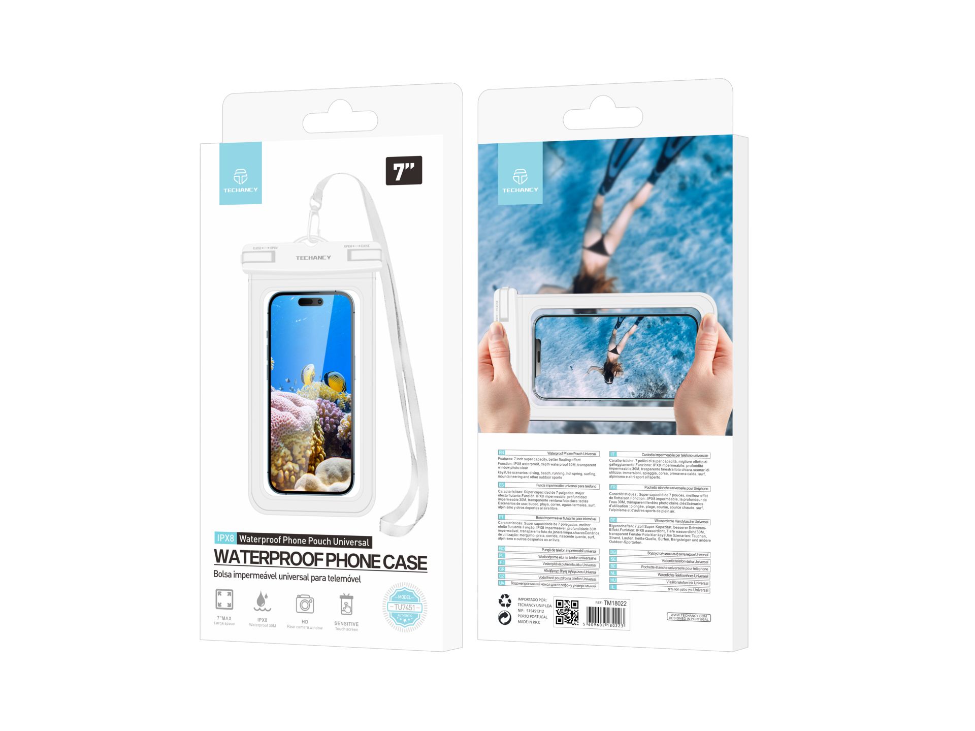 Techancy Universal Wasserdichte Handytasche 7.0 TU7451 Weiß Techancy Universal Wasserdichte Handytasche 7.0 TU7451 Weiß