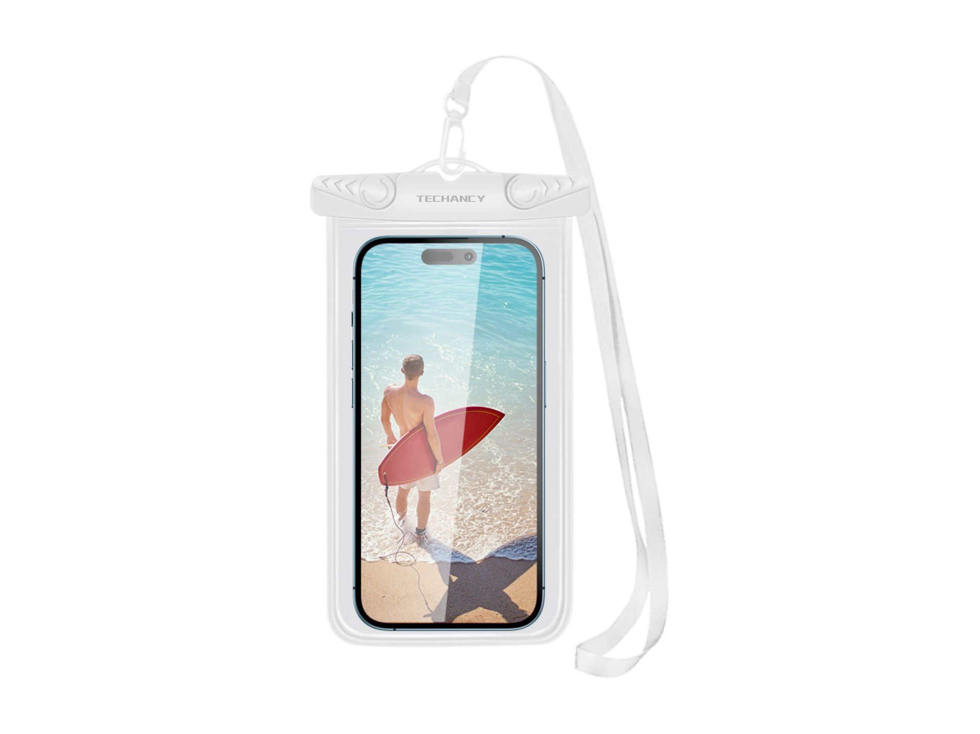 Custodia impermeabile Techancy per telefono cellulare universale 7.0 TU7452 Bianco
