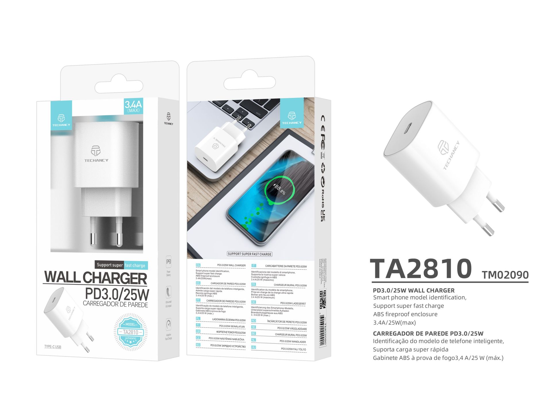 25W Pd chargeur super rapide blanc