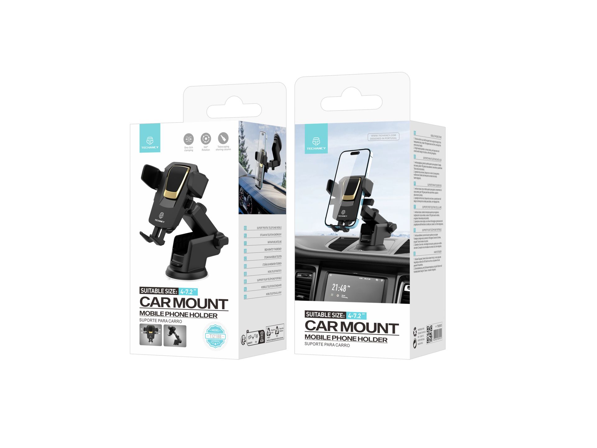 Techancy Universal Mobile Phone Holder Black/Gold Techancy Universal Mobile Phone Holder Black/Gold