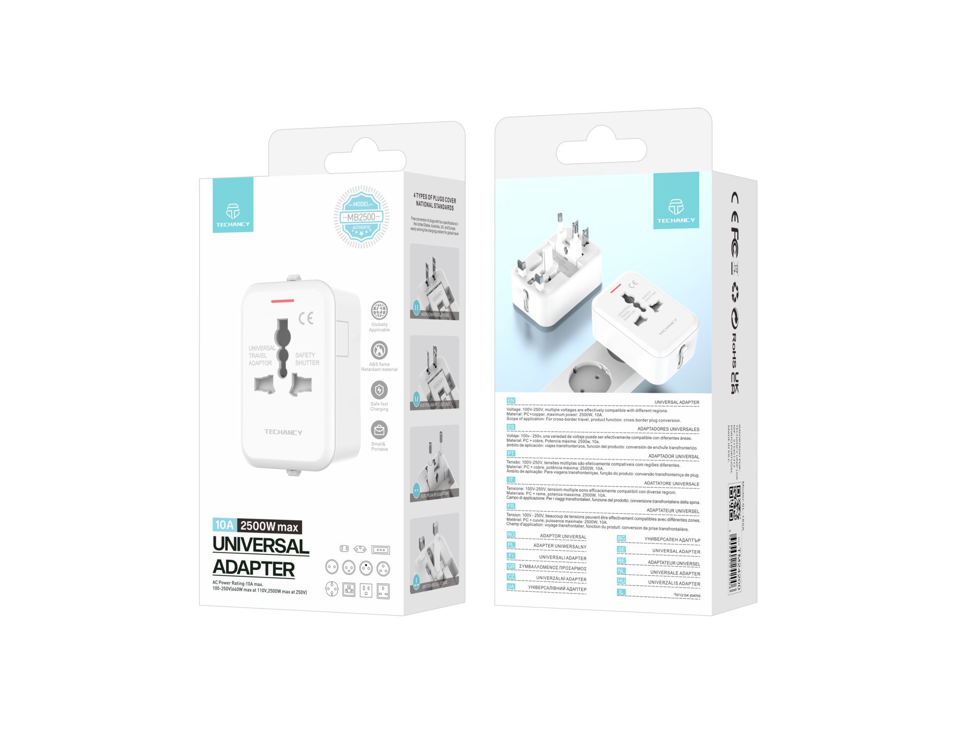 Techancy Travel Adapter, Universal Socket Adapter, Travel Socket For Over 200 Countries, Adapter, Co Techancy Travel Adapter, Universal Socket Adapter, Travel Socket For Over 200 Countries, Adapter, Co