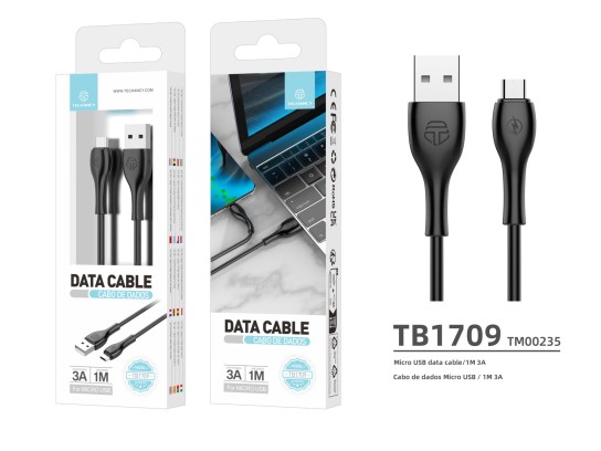 Techancy Cable De Datos De Pvc 1M Micro Usb Negro 3A TB1709 Techancy Cable De Datos De Pvc 1M Micro Usb Negro 3A TB1709