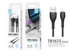 Techancy Cabo De Dados Em Pvc 1M Lightning Preto 3A TB1673