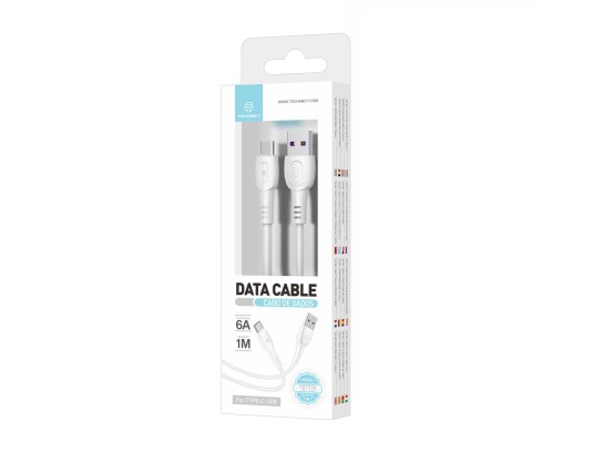 Techancy Data Cable Generation 6A Type-C 1M White TB1729 Techancy Data Cable Generation 6A Type-C 1M White TB1729