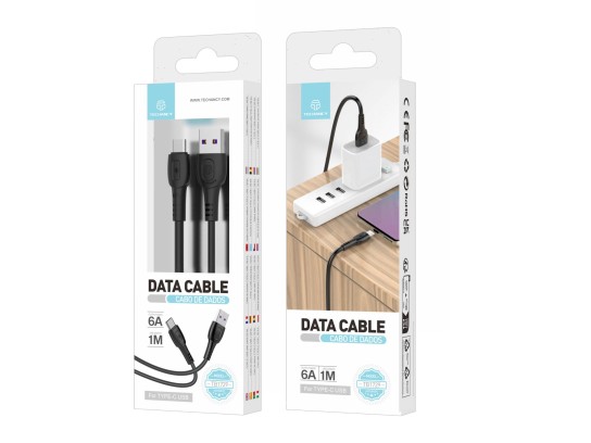 Techancy Data Cable Generation 6A Type-C 1M Black TB1729 Techancy Data Cable Generation 6A Type-C 1M Black TB1729