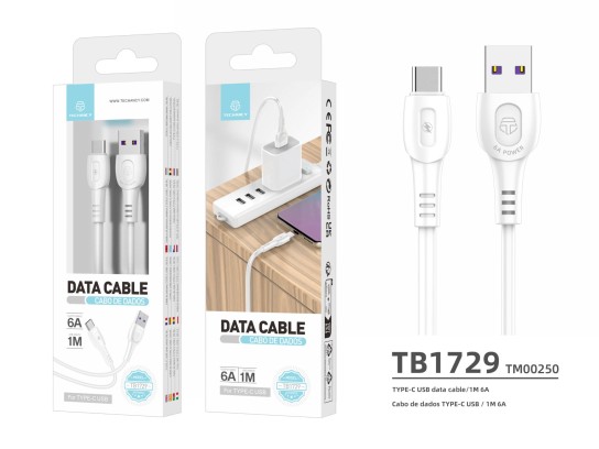 Techancy Data Cable Generation 6A Type-C 1M White TB1729 Techancy Data Cable Generation 6A Type-C 1M White TB1729