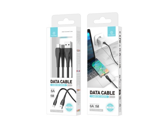 Techancy Data Cable Generation 2 6A Type-C 1M Black TB1730 Techancy Data Cable Generation 2 6A Type-C 1M Black TB1730