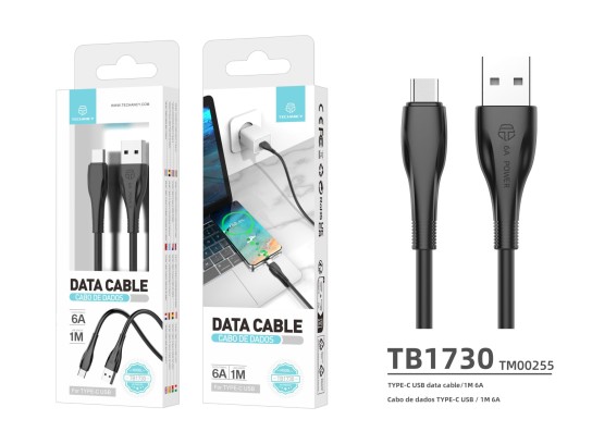Techancy Data Cable Generation 2 6A Type-C 1M Black TB1730 Techancy Data Cable Generation 2 6A Type-C 1M Black TB1730