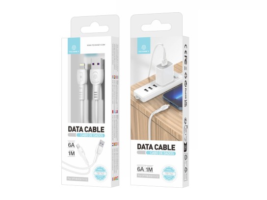 Cable de datos Techancy Generación 6A Lightning 1M Blanco TB1762 Cable de datos Techancy Generación 6A Lightning 1M Blanco TB1762