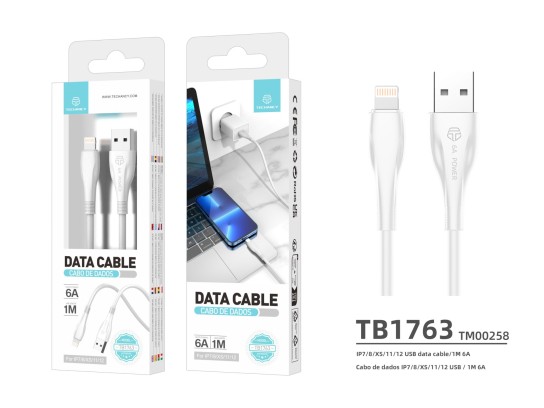 Techancy Cable de datos 2 Generación 6A Lightning 1M Blanco TB1763 Techancy Cable de datos 2 Generación 6A Lightning 1M Blanco TB1763