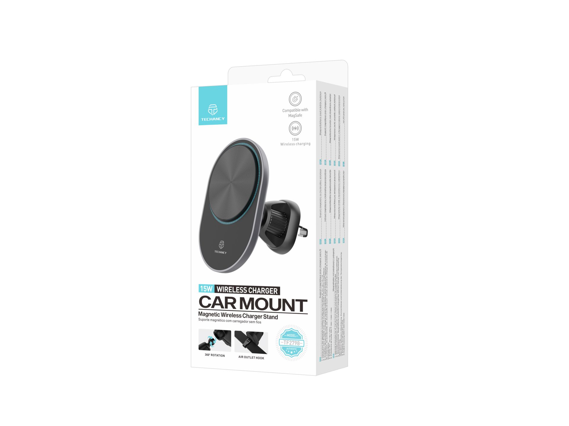 Techancy Telemove Holder With Magnetic Wireless Charger?Compatible With Magsafe Black TF2798 Techancy Telemove Holder With Magnetic Wireless Charger?Compatible With Magsafe Black TF2798