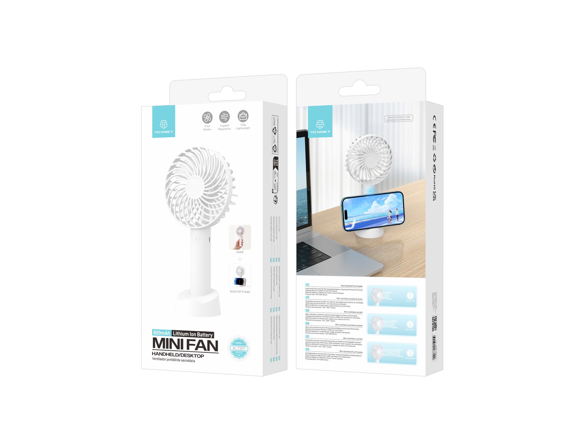 Techacny Mini ventilatore portatile, ventilatore portatile KL7307 Techacny Mini ventilatore portatile, ventilatore portatile KL7307