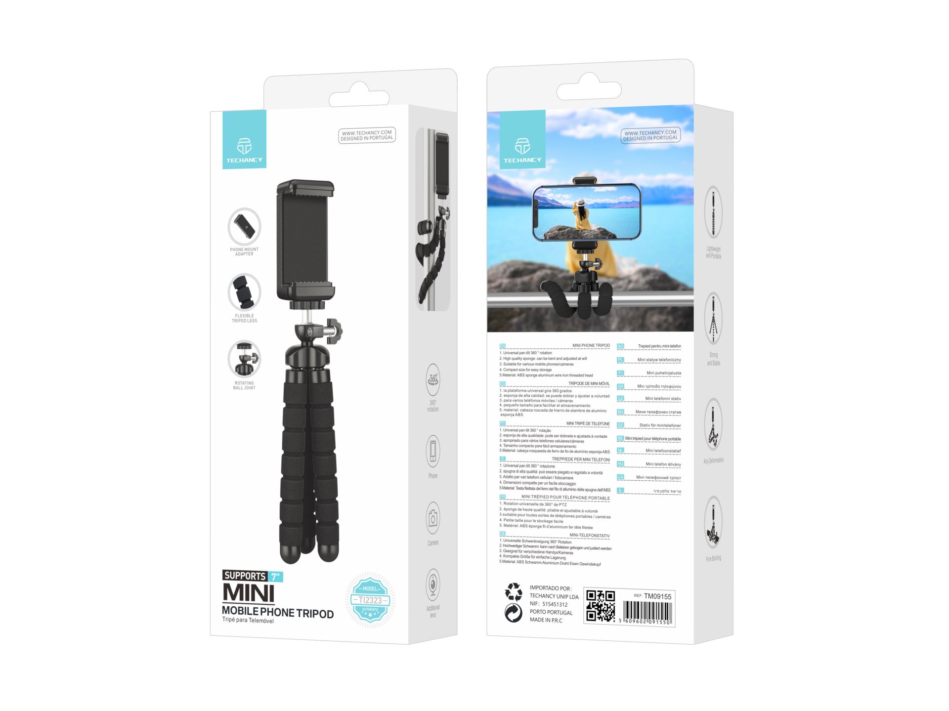 Techancy Mini Tripe con gambe flessibili, testa sferica inclusa, con gambe in gomma antiscivolo e pi Techancy Mini Tripe con gambe flessibili, testa sferica inclusa, con gambe in gomma antiscivolo e pi
