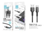 Techancy Pvc Data Cable 1M Type-C 2.4A TB1715 Black