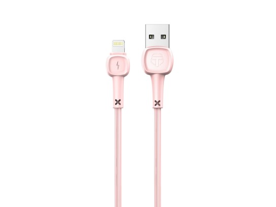 Techancy Lightning Data Cable Pvc Macaron 1.2M 2.4A Pink TB1660