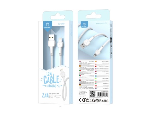 Techancy Lightning Datenkabel Pvc Macaron 1.2M 2.4A TB1660 Weiß Techancy Lightning Datenkabel Pvc Macaron 1.2M 2.4A TB1660 Weiß
