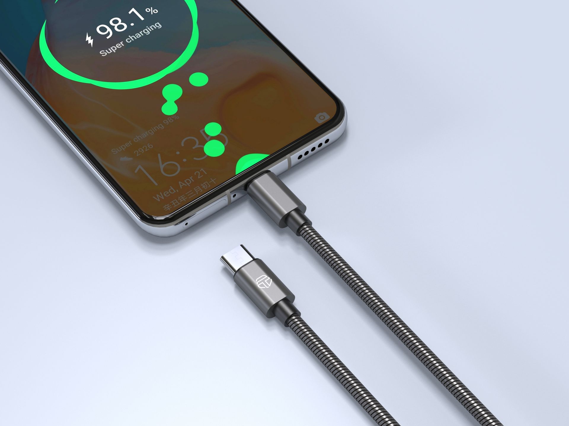 Techancy Usb -C To Usb-C Aluminium 60W Cable 1M TB1796 Grey