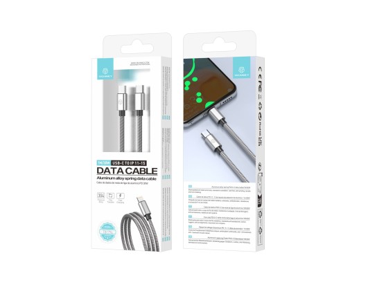 Techancy Usb-C To Usb-C Aluminium 60W 1M TB1796 Silver Techancy Usb-C To Usb-C Aluminium 60W 1M TB1796 Silver