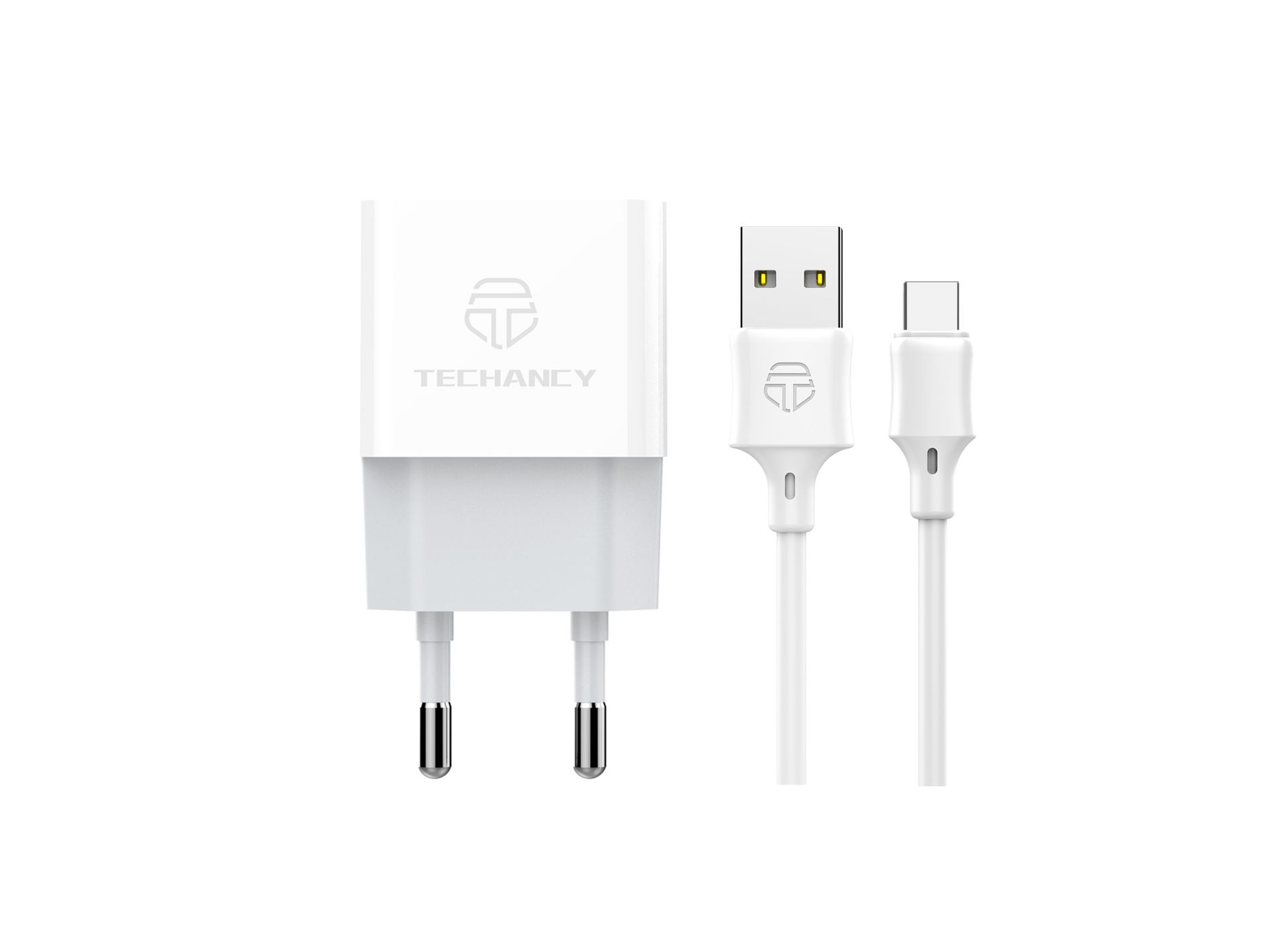 Techancy Chargeur Avec Câble Type-C 1A 1M 1Usb TA2800 Blanc Techancy Chargeur Avec Câble Type-C 1A 1M 1Usb TA2800 Blanc