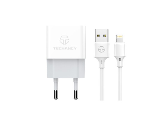 Caricatore Techancy con cavo Iphone 1A 1M 1Usb TA2798 Bianco