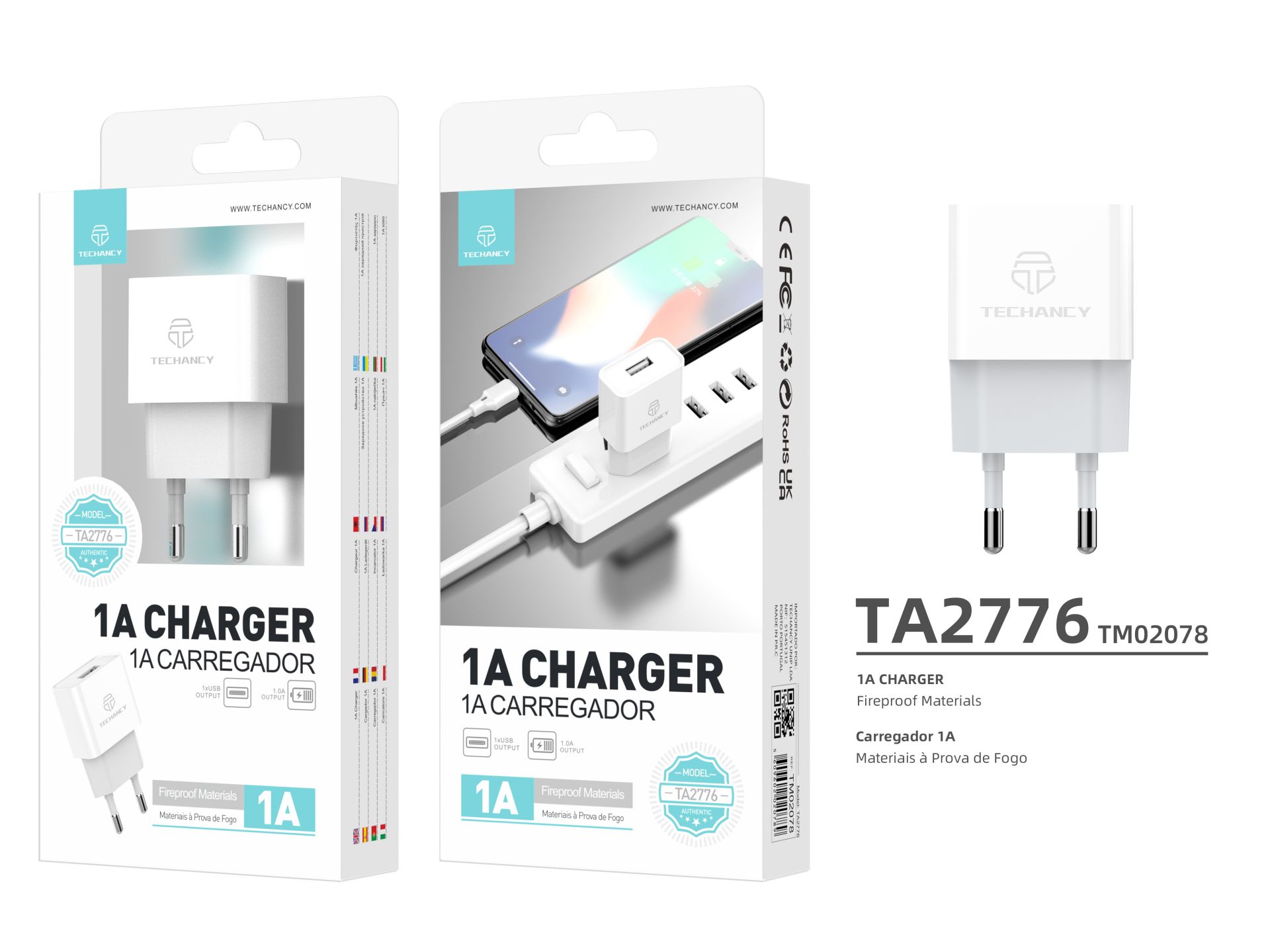 Techancy 1Ub 1A Cordless Charger TA2776 White