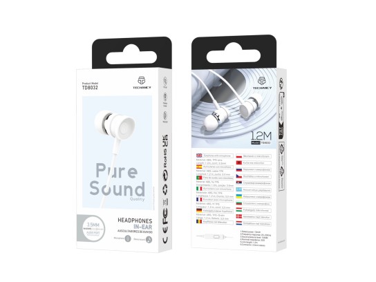 Techancy Earphones 3.5Mm TD8032 White