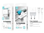 Techancy Carregador Com Cabo De Tipo-C 1A 1M 1Usb TA2800 Branco