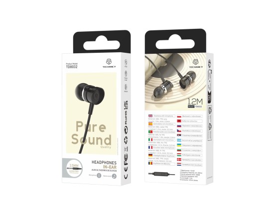 Techancy Auriculares de 3,5 mm TD8032 Negros Techancy Auriculares de 3,5 mm TD8032 Negros