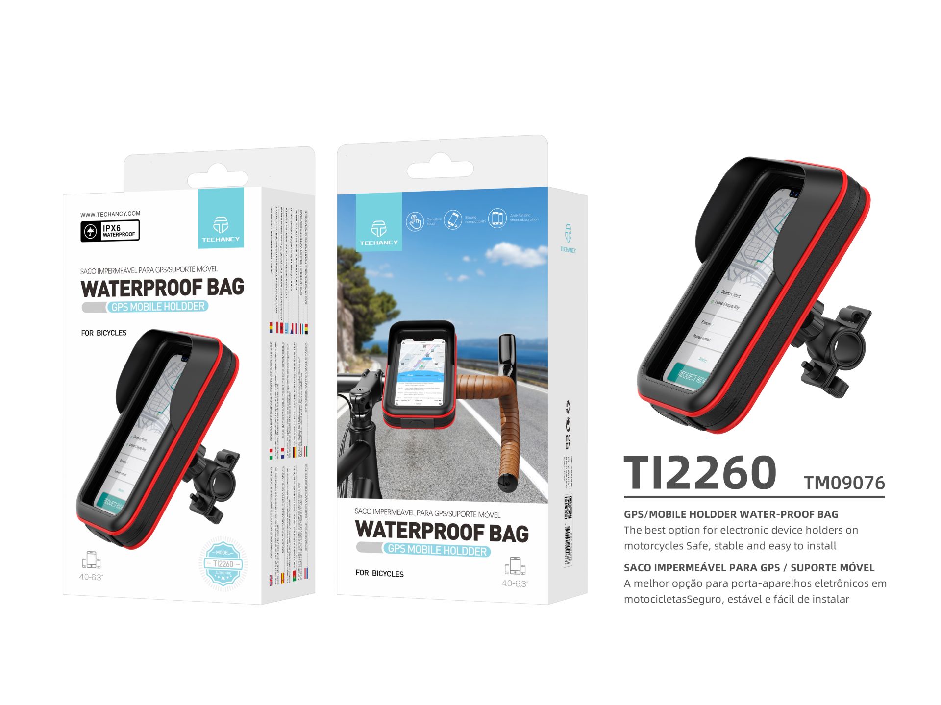 Techancy Nuovo Aggiornamento Supporto Universale per Moto TI2260 Nero Techancy Nuovo Aggiornamento Supporto Universale per Moto TI2260 Nero